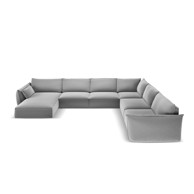 MAZZINI SOFAS Svijetlo siva baršunasti kutna garnitura (s desnim kutom/u obliku slova "U") Vanda, 384x284x85 cm